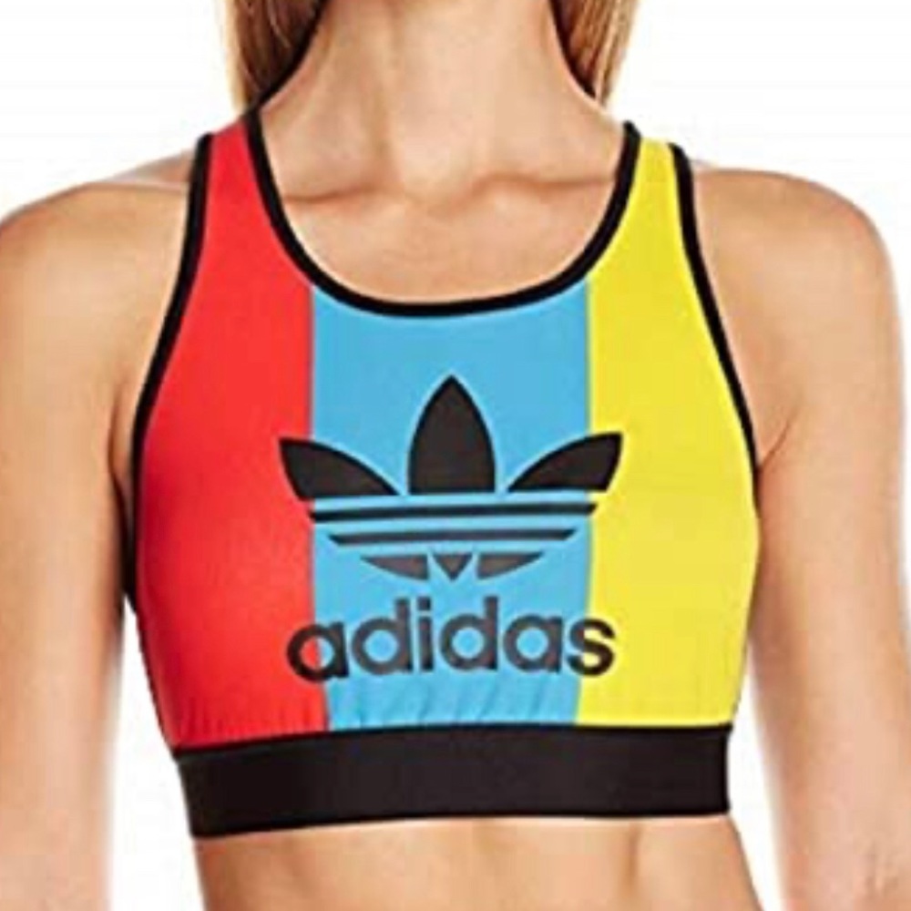 Adidas Trefoil color block sports bra size small